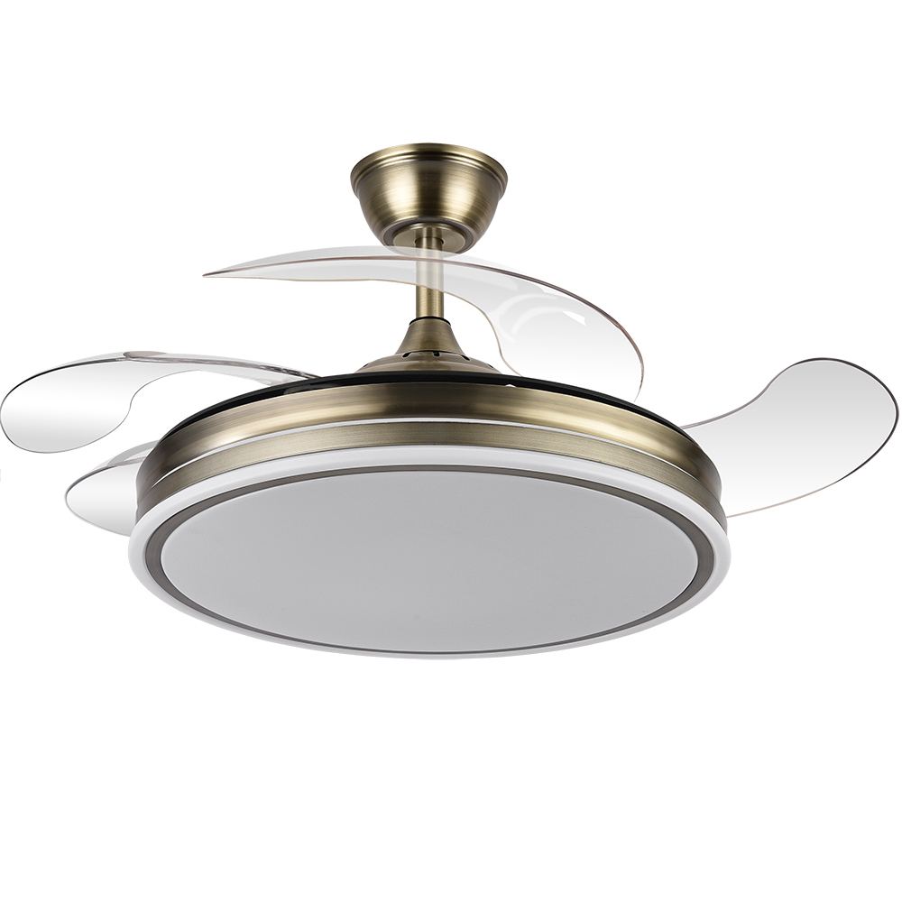 Ventilador Bayomo DC Metal Cuero Plegable 108Ø Ultrasilencioso 59w Regulable Mando Memoria  142591414 - Fabrilamp
