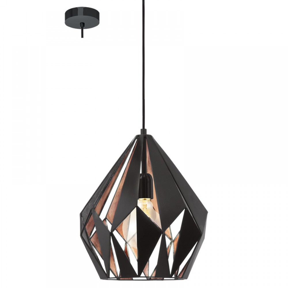Eglo Colgante Vintage Carlton 1 Negro Cobre 49254 - Lamparas Eglo