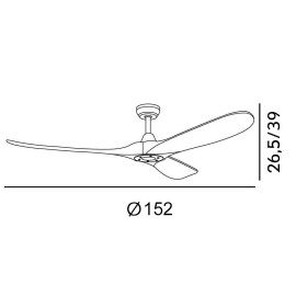 Ventilador Marin DC Niquel 152Ø 3 Aspas Roble Sin Luz Mando y Temporizador 129090302 - Fabrilamp