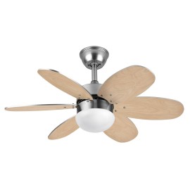 Ventilador Alves DC Niquel 85Ø 2xE27 6 Aspas Wengue-haya Mando y Temporizador 175791633 - Fabrilamp