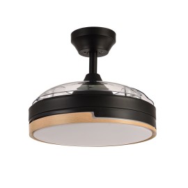 Ventilador Mini Olimpia DC Negro-Madera Plegable 91Ø 48w Mando Memoria Y Temporizador 185999085 - Fabrilamp