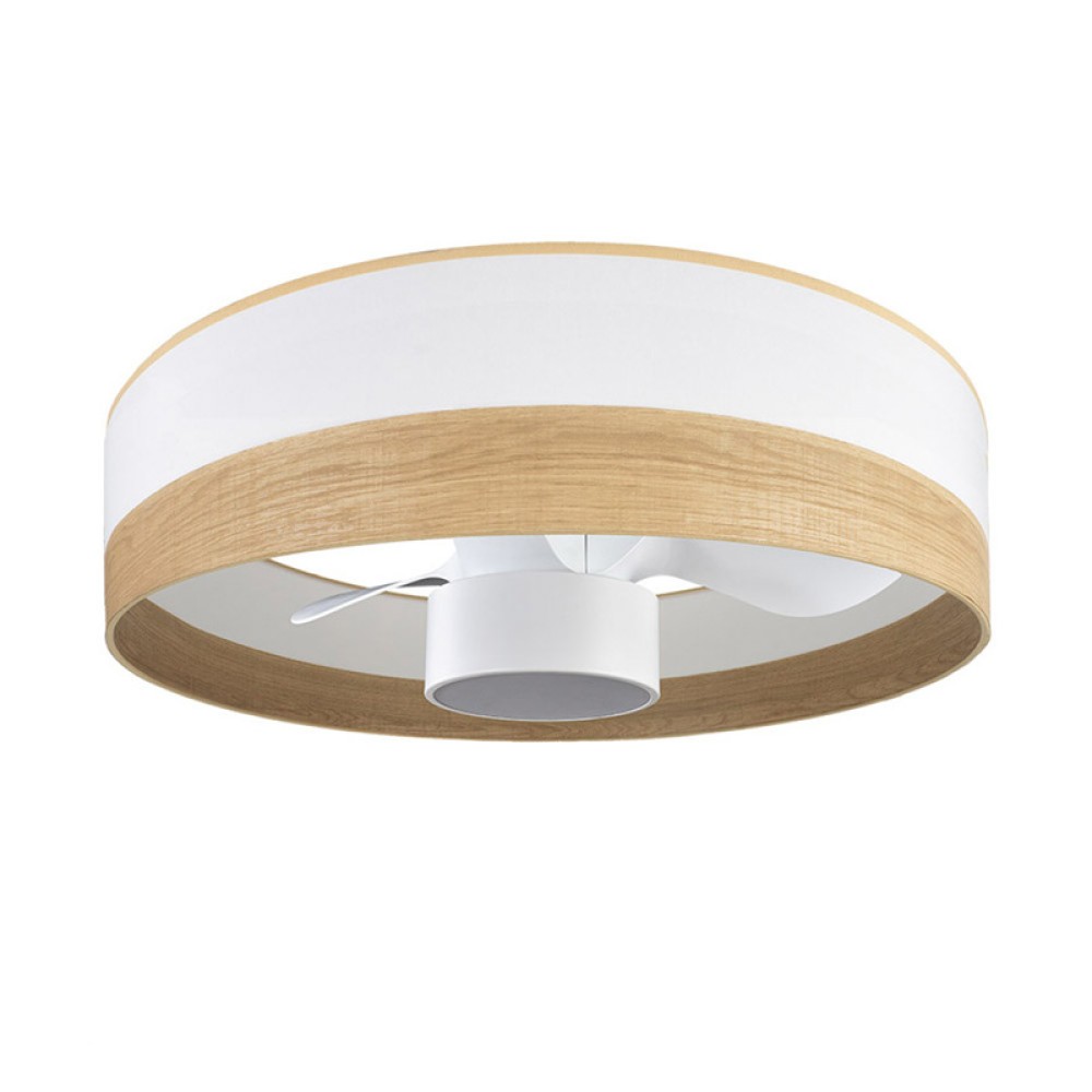 Ventilador Olga DC Blanco-Madera Clara Blanco 70Ø 24W 3 Aspas Mando Memoria Y Temporizador 190091701 - Fabrilamp