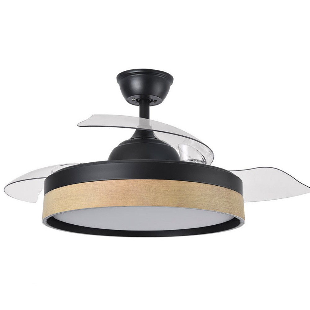 Ventilador Iglu DC Negro-Haya Plegable 107Ø 72w 3 Aspas Mando Memoria y Temporizador 207091388 - Fabrilamp