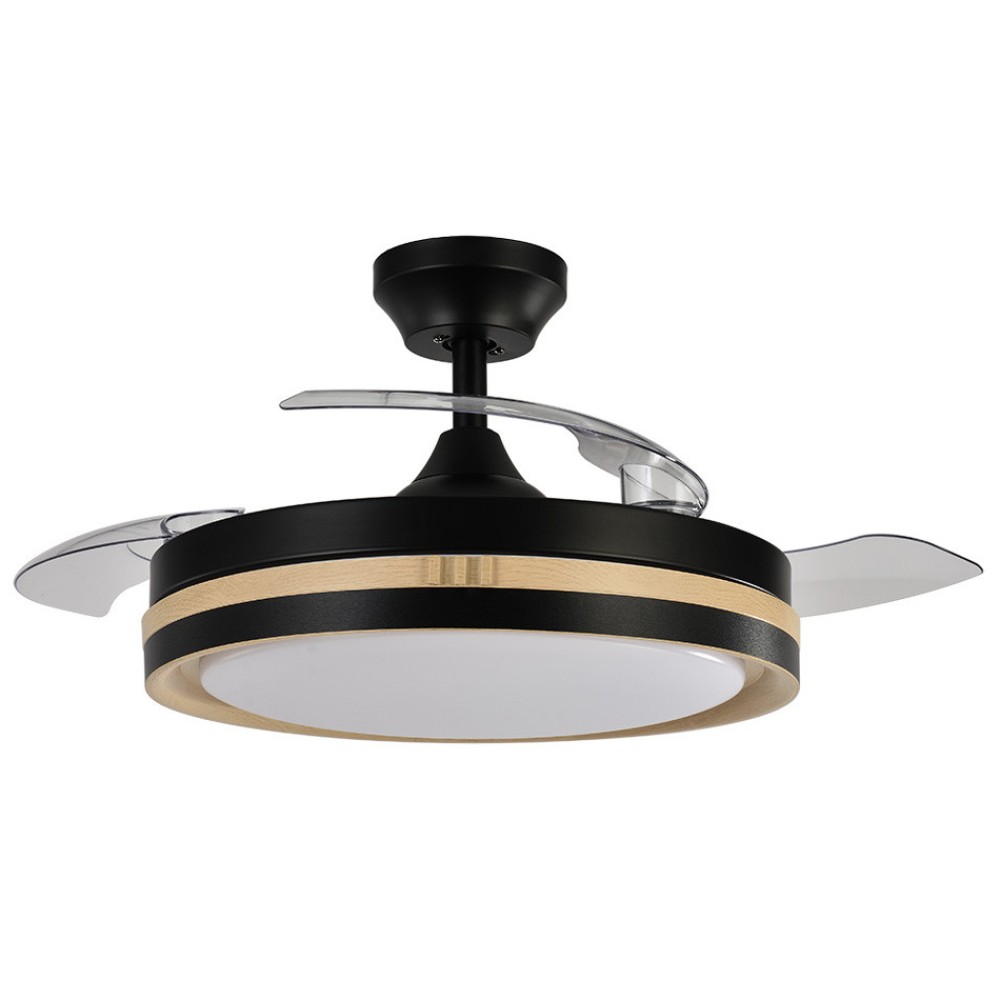Ventilador Viper DC Negro-Madera Plegable 107Ø 72w 3aspas Mando Memoria Y Temporizador 208991385 - Fabrilamp
