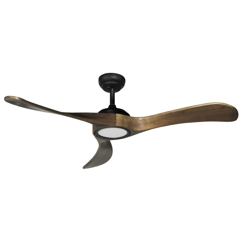 Ventilador Castelo DC Negro-Roble 132Ø 18w 3aspas Mando Regulable Memoria Y Temporizador 212091309 - Fabrilamp