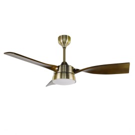 Ventilador Estio DC Cuero-Roble 132Ø 24w 3aspas Mando Regulable Memoria Y Temporizador 212291364 - Fabrilamp