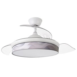 Ventilador Mini Moda DC Blanco-Ola Gris 91Ø 72w Mando Memoria Y Temporizador 212480301 - Fabrilamp