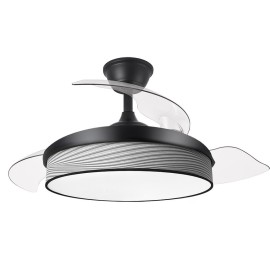 Ventilador Mini Moda DC Negro-Surco Gris 91Ø 72w Mando Memoria Y Temporizador 212480409 - Fabrilamp