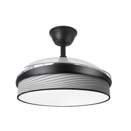Ventilador Mini Moda DC Negro-Surco Gris 91Ø 72w Mando Memoria Y Temporizador 212480409 - Fabrilamp