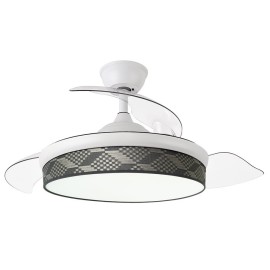 Ventilador Mini Moda DC Blanco-Tetris Gris 91Ø 72w Mando Memoria Y Temporizador 212481101 - Fabrilamp
