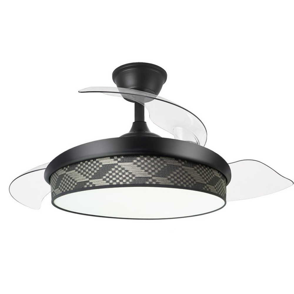 Ventilador Mini Moda DC Negro-Tetris Gris 91Ø 72w Mando Memoria Y Temporizador 212481109 - Fabrilamp