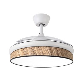 Ventilador Moda DC Blanco-Cañizo Oscuro 108Ø 72w 3aspas Mando Memoria Y Temporizador 212490701 - Fabrilamp