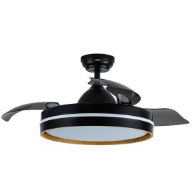 Ventilador Nalon DC Negro-Madera Oscura Plegable 109Ø 72w 3aspas Mando Memoria Y Temporizador 213091385 - Fabrilamp