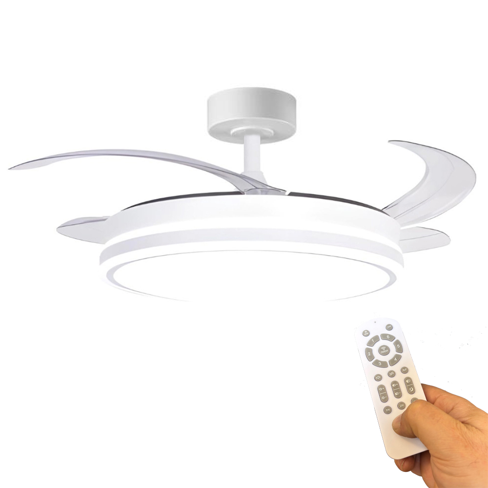 MDC Ventilador HALPA XS Plegable Metalico Blanco 38-92Ø Ultrasilencioso LED Dimable Mando MDC-2026 - MDC iluminacion
