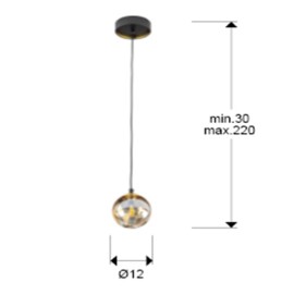 Lampara Dark 1 Luz 12d negro-laton 439428 - Schuller