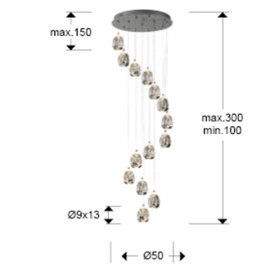 Lampara Led Rocio Cromo 14L dimable 785635B - Schuller