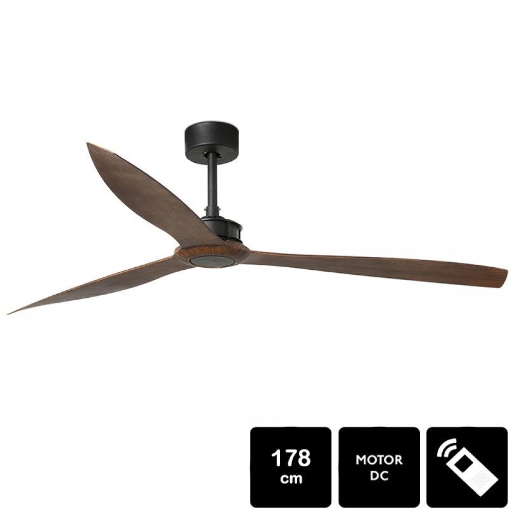 Faro 33430, Ventilador DC JUST FAN Negro Nogal 33430 - Faro